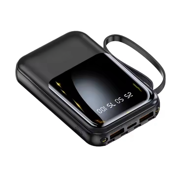 20000mAh Mini Cute 20W Fast Charging Multifunctional Power Bank, Large Capacity Rechargeable Portable Mobile Phone Charger, Built-in 4 Cables, Ultra-bright LED Lights, Outdoor Travel Battery Packs