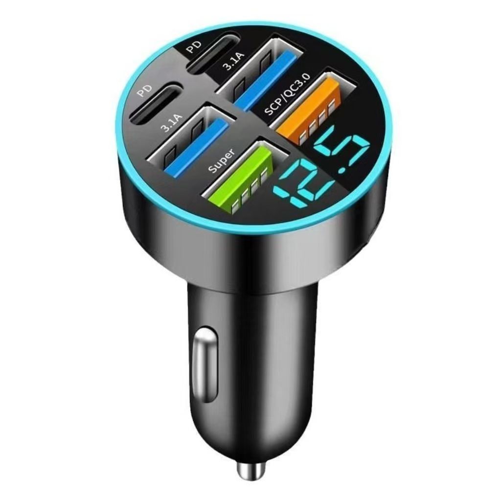 6/8 Ports Fast Car Charger with Voltage Monitor,Car Cigarette Lighter USB Charger (PD+QC3.0) Compatible with iphone13/14/15 & Most Android Models,Car Must Haves USB C Car Charger