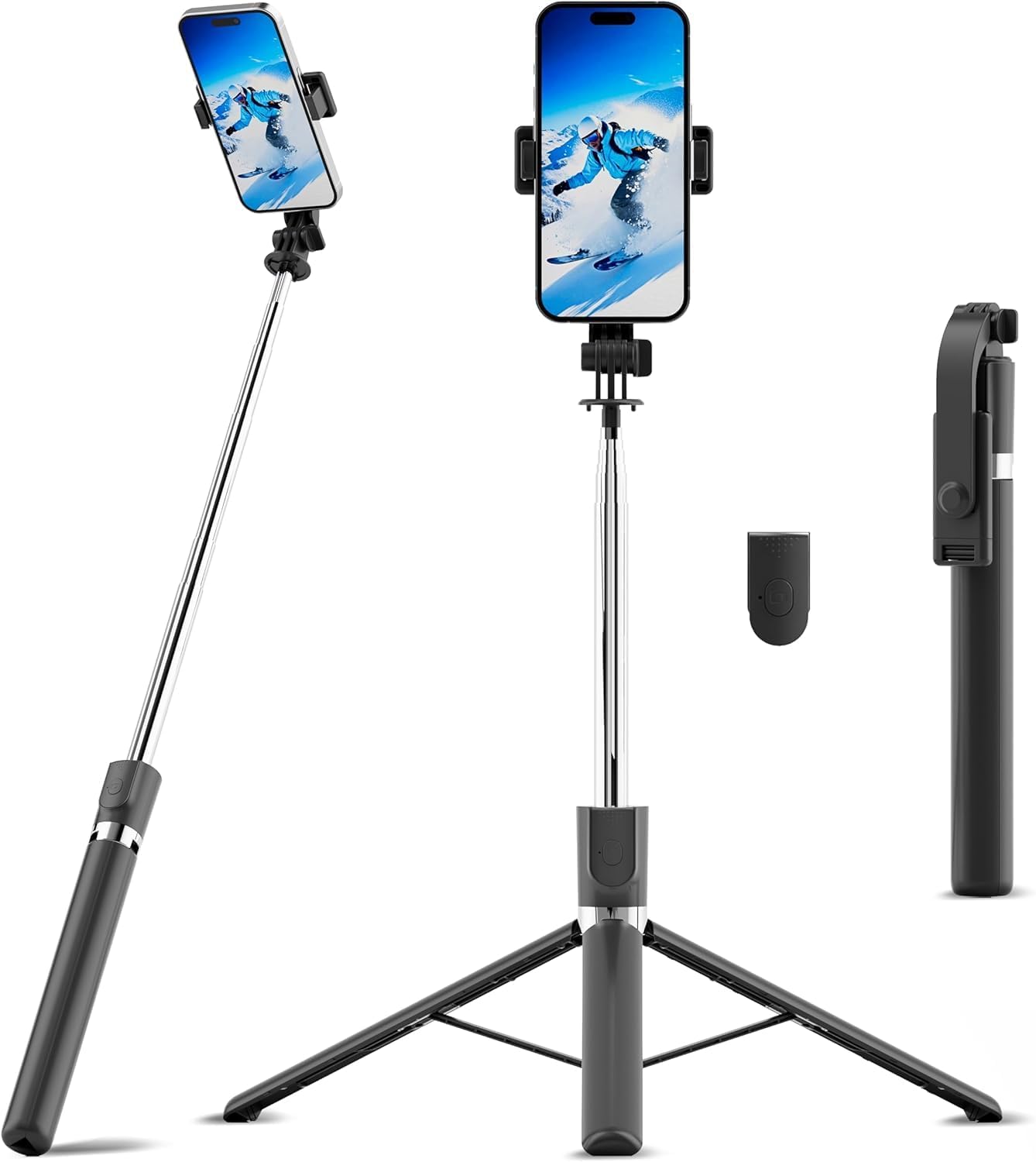 170cm Phone Tripod,Tripod with Fill Light and Remote,Aluminum Selfie Stick Phone Stand Compatible with Cell Phone/Camera/Ring Light/DJI/GoPro