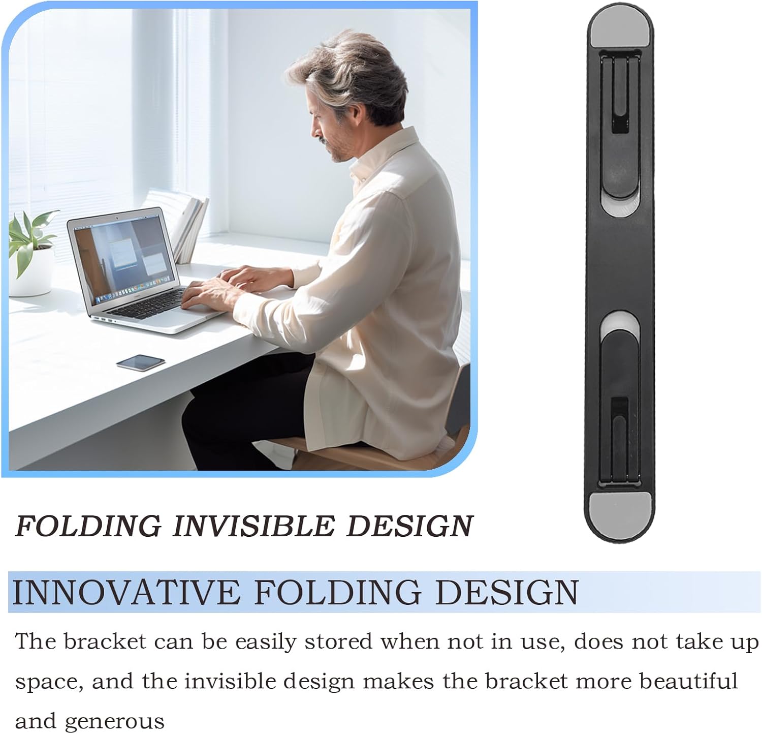 Adjustable Laptop Stand, 1 Pcs Portable ABS Material, Foldable Notebook Cooler, Elevated Tablet Riser, Rectangular Cooling Mount for Office Use