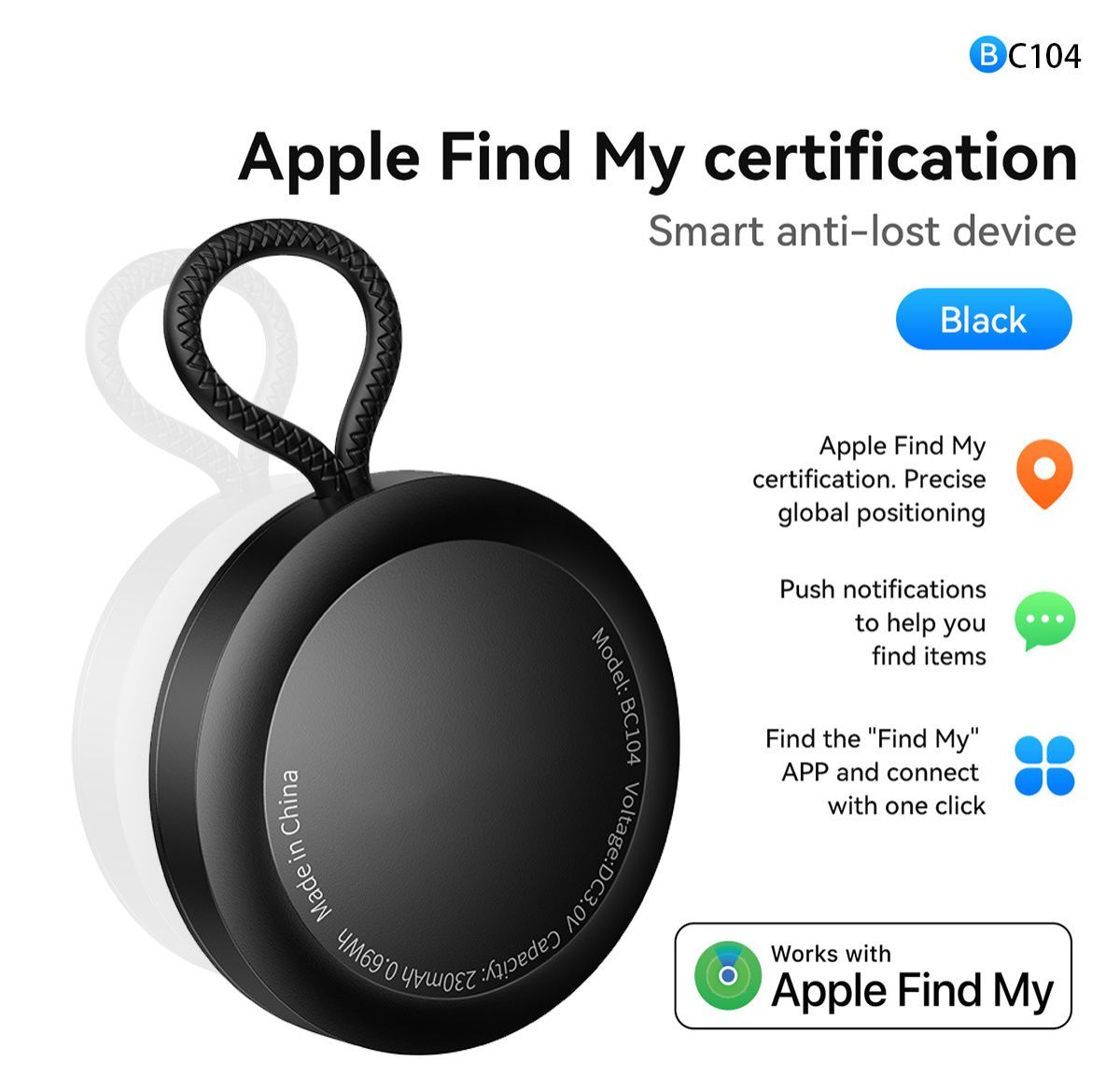 Anti-Lost Device with Apple Find My – Intelligent GPS Positioning Tracker for Keys, Bags, Luggage, and Vehicles – Smart Locator