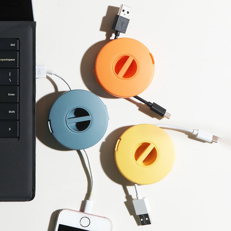 【Final Clearance】Retractable Charging Cord Organizer, Portable Cable Winder, Flexible Cable Management for Travel Home Office Classroom, Round Cable Holder for Wrapping Earbuds USB Phone Earphone