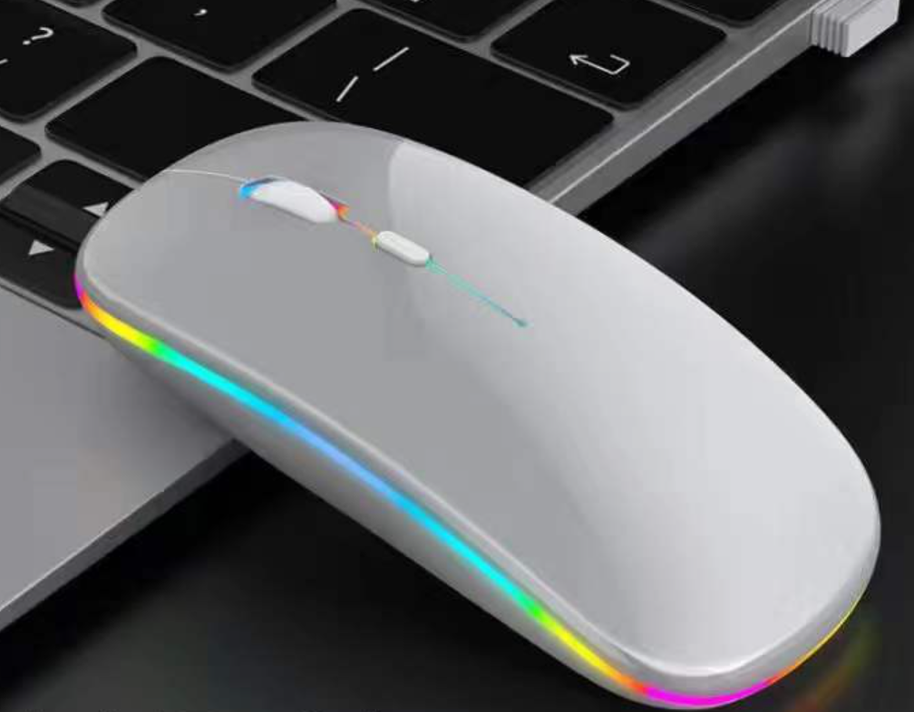 LED Wireless Slim Silent Dual-Mode 2.4G+BT Rechargeable Multi-Color Mouse with USB Receiver