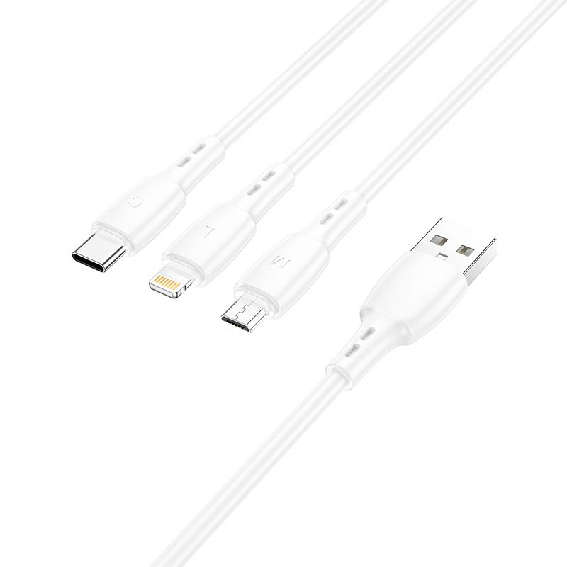 【Final Clearance】3-in-1 charging cable – 1.0 m – USB-A to Type C, Micro B, Lightning – 12 W – for smartphones, tablets, power banks
