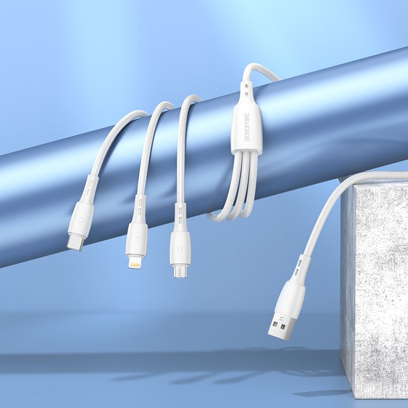 【Final Clearance】3-in-1 charging cable – 1.0 m – USB-A to Type C, Micro B, Lightning – 12 W – for smartphones, tablets, power banks