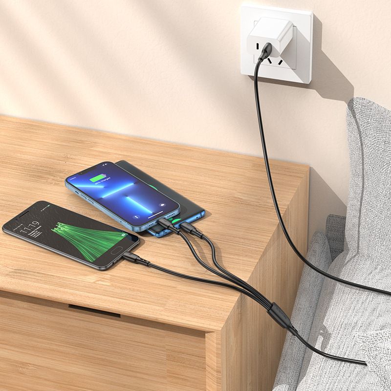 【Final Clearance】3-in-1 charging cable – 1.0 m – USB-A to Type C, Micro B, Lightning – 12 W – for smartphones, tablets, power banks