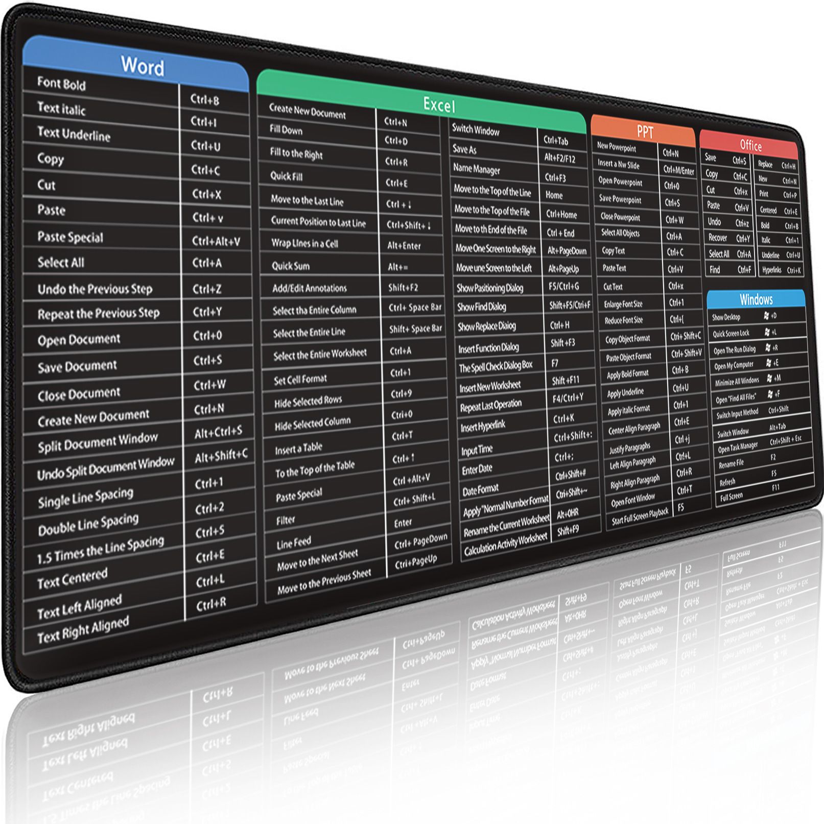 【Final Clearance】Large Gaming Mouse Pad Desk Mat Office Software Excel Shortcuts Mousepad with Personalized Design Extended Size 80 X 30cm