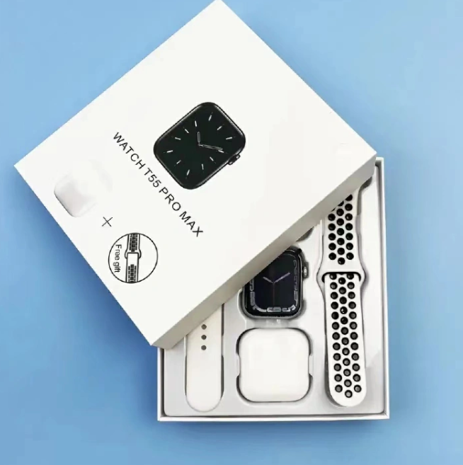T55Promax Smart Watch with Pro 4 Earbuds + 2 Straps Set 2025 Hot-sale New Design