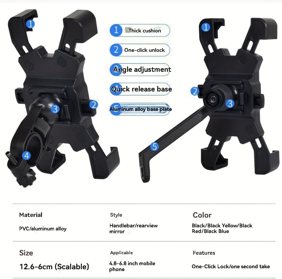 【Promotion】
Motorcycle Phone Mount, 1s Auto Lock and Quick Release Phone Holder for  for 4.8-6.8 inch Cell Phone