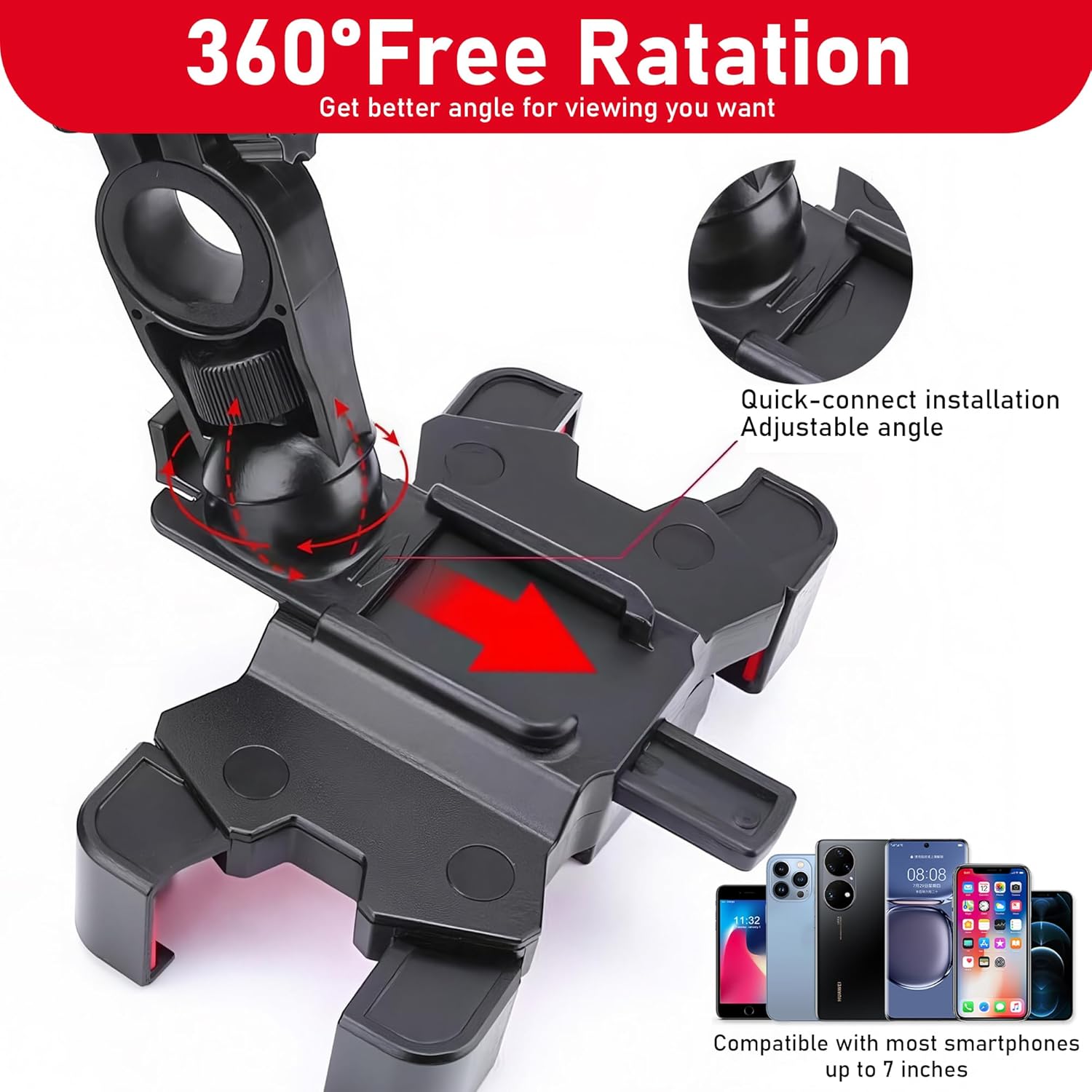 【Promotion】
Motorcycle Phone Mount, 1s Auto Lock and Quick Release Phone Holder for  for 4.8-6.8 inch Cell Phone