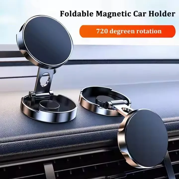 【Foldable Magnetic Phone Mount】 Universal 360 ° Rotation Car Phone Magnet Holder, Magnet Phone Holder for Car with iPhone Samsung All smartphones