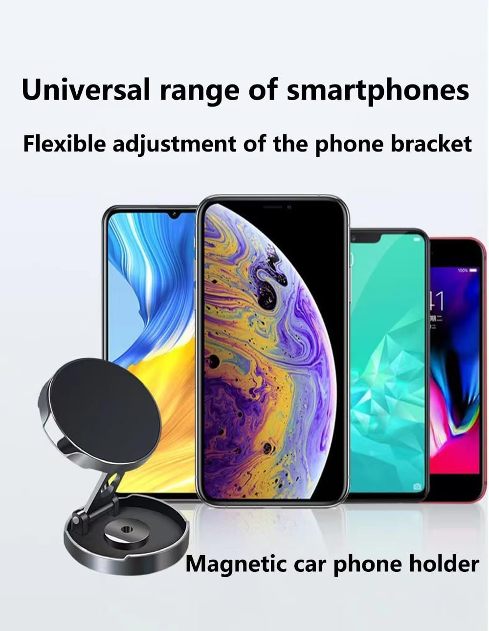 【Foldable Magnetic Phone Mount】 Universal 360 ° Rotation Car Phone Magnet Holder, Magnet Phone Holder for Car with iPhone Samsung All smartphones
