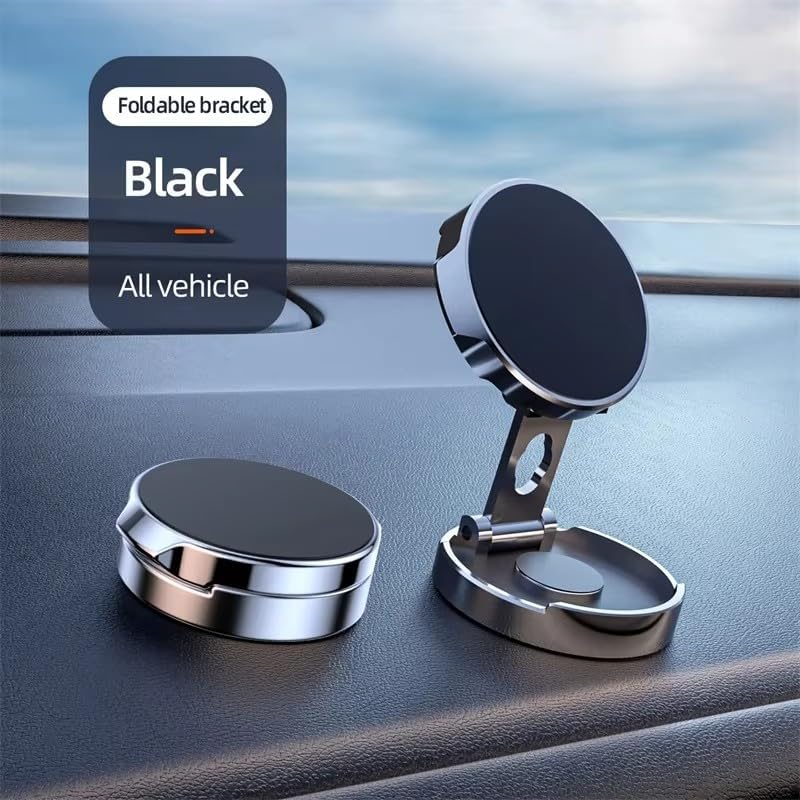 【Foldable Magnetic Phone Mount】 Universal 360 ° Rotation Car Phone Magnet Holder, Magnet Phone Holder for Car with iPhone Samsung All smartphones