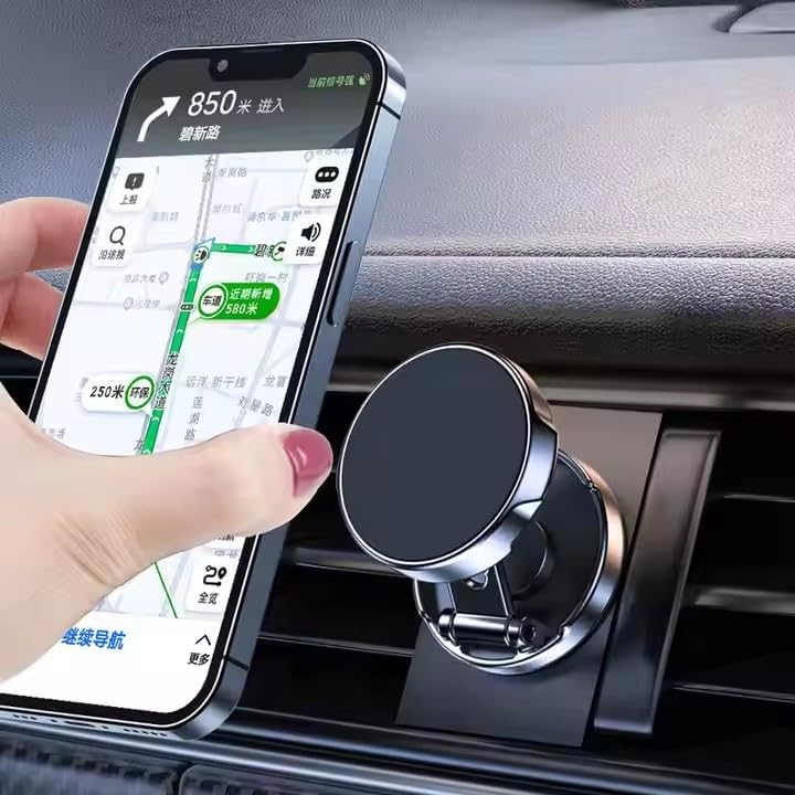 【Foldable Magnetic Phone Mount】 Universal 360 ° Rotation Car Phone Magnet Holder, Magnet Phone Holder for Car with iPhone Samsung All smartphones