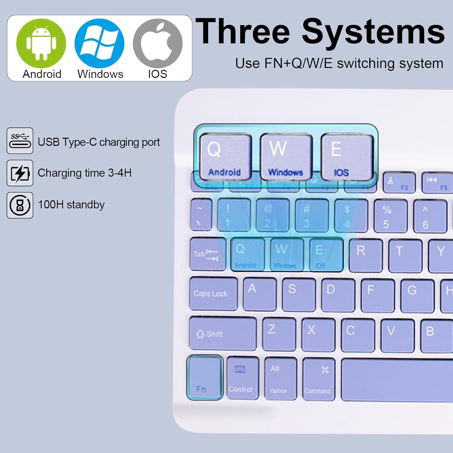 【Clearance Sale】Bluetooth Keyboard, Ultra-Slim Wireless Portable Quiet Keyboard Rechargeable Universal Compatible with iPad Mac iOS Android and Windows