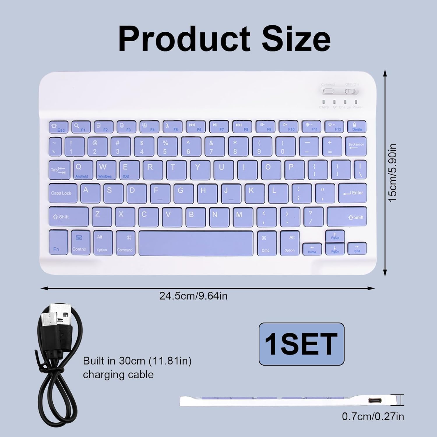 【Clearance Sale】Bluetooth Keyboard, Ultra-Slim Wireless Portable Quiet Keyboard Rechargeable Universal Compatible with iPad Mac iOS Android and Windows