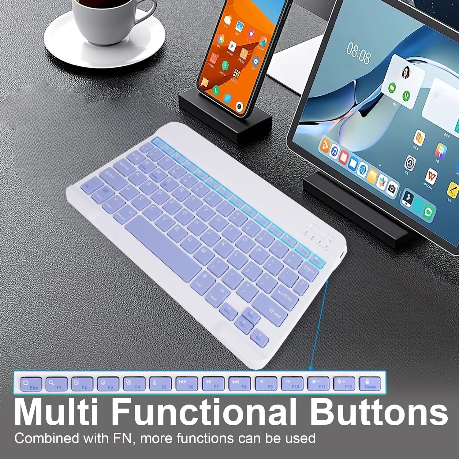 【Clearance Sale】Bluetooth Keyboard, Ultra-Slim Wireless Portable Quiet Keyboard Rechargeable Universal Compatible with iPad Mac iOS Android and Windows