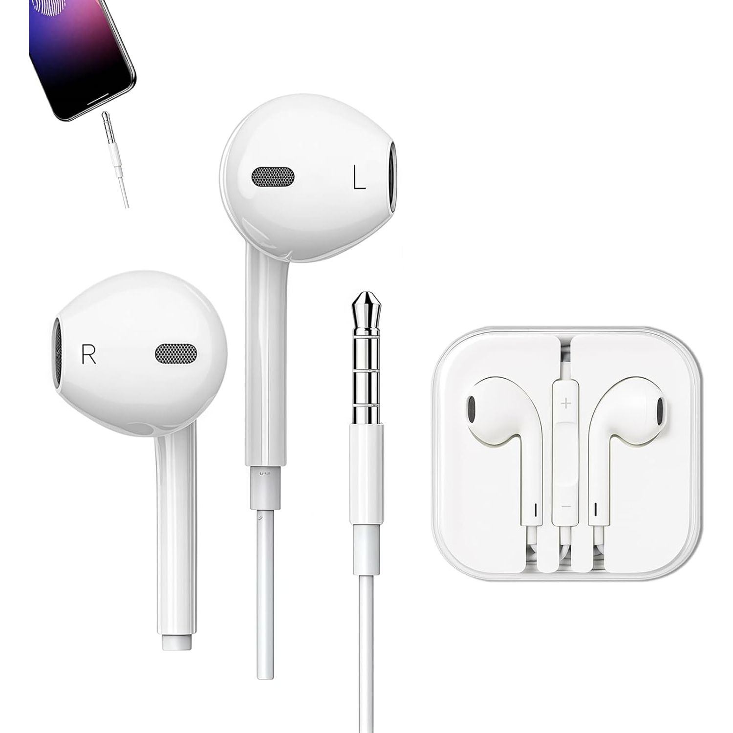 Earphones, In-Ear Headphones, Wired Earbuds, Lightweight Earphones,3.5mm Jack Noise Isolating Headset With Microphone, Compatible with for Phone iPad MP3 Samsung HuaWei Android Smartphones Laptops