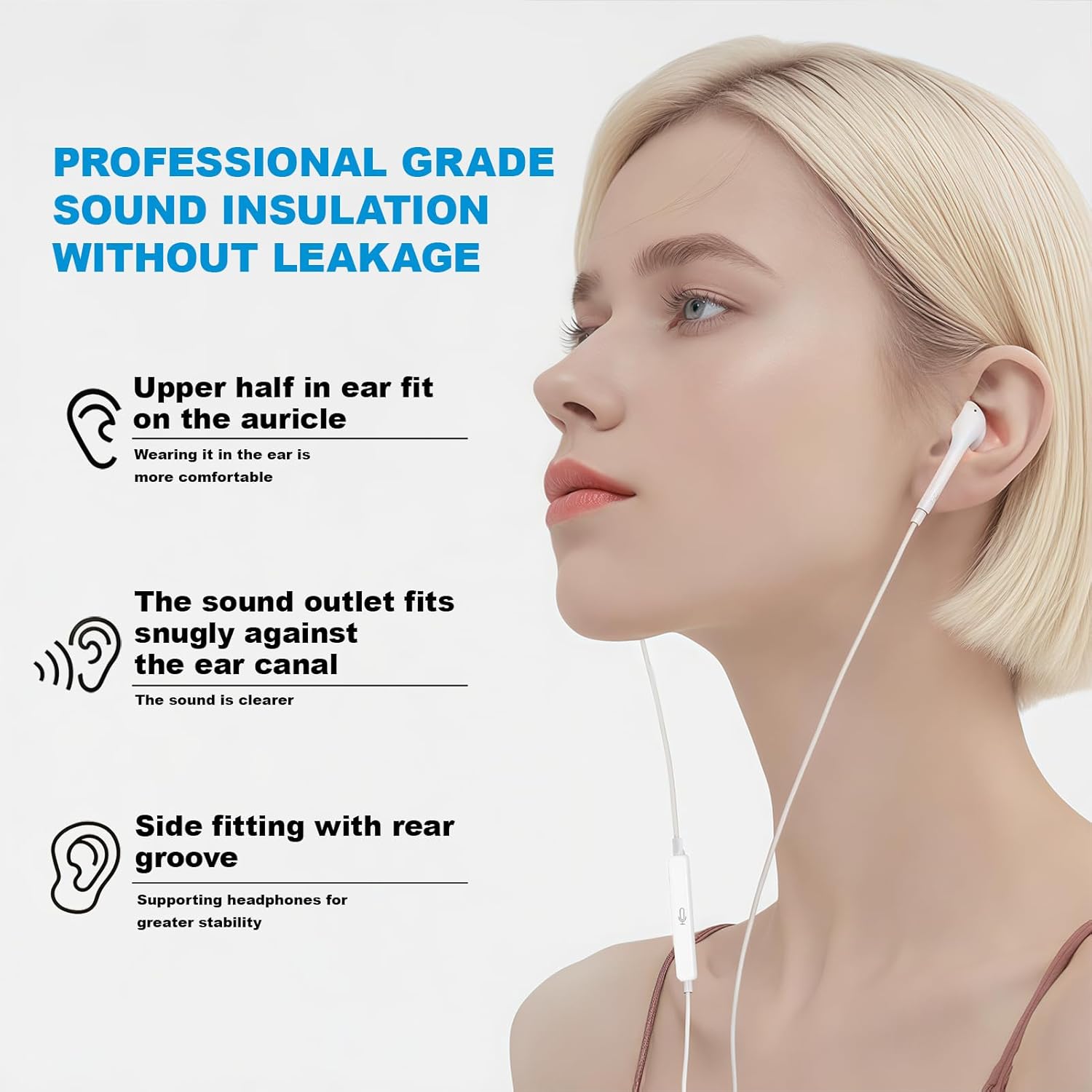 Earphones, In-Ear Headphones, Wired Earbuds, Lightweight Earphones,3.5mm Jack Noise Isolating Headset With Microphone, Compatible with for Phone iPad MP3 Samsung HuaWei Android Smartphones Laptops