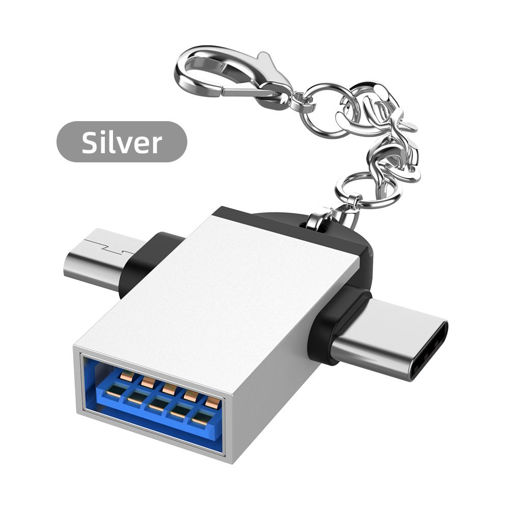 2 in 1 OTG Adapter USB 3.0 Female to Type C & Micro USB Male Connector, Dual Interface, High Speed Data Transfer, Compatible with USB Devices