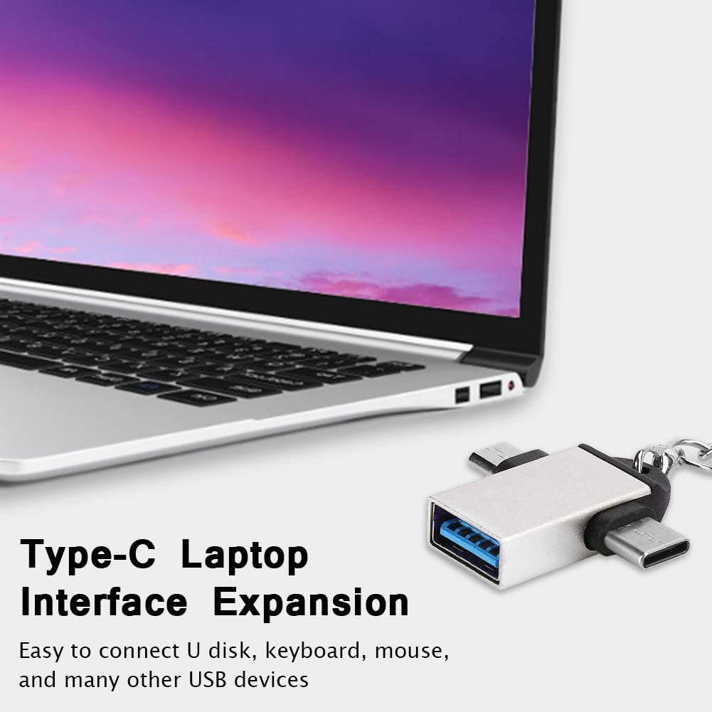 2 in 1 OTG Adapter USB 3.0 Female to Type C & Micro USB Male Connector, Dual Interface, High Speed Data Transfer, Compatible with USB Devices