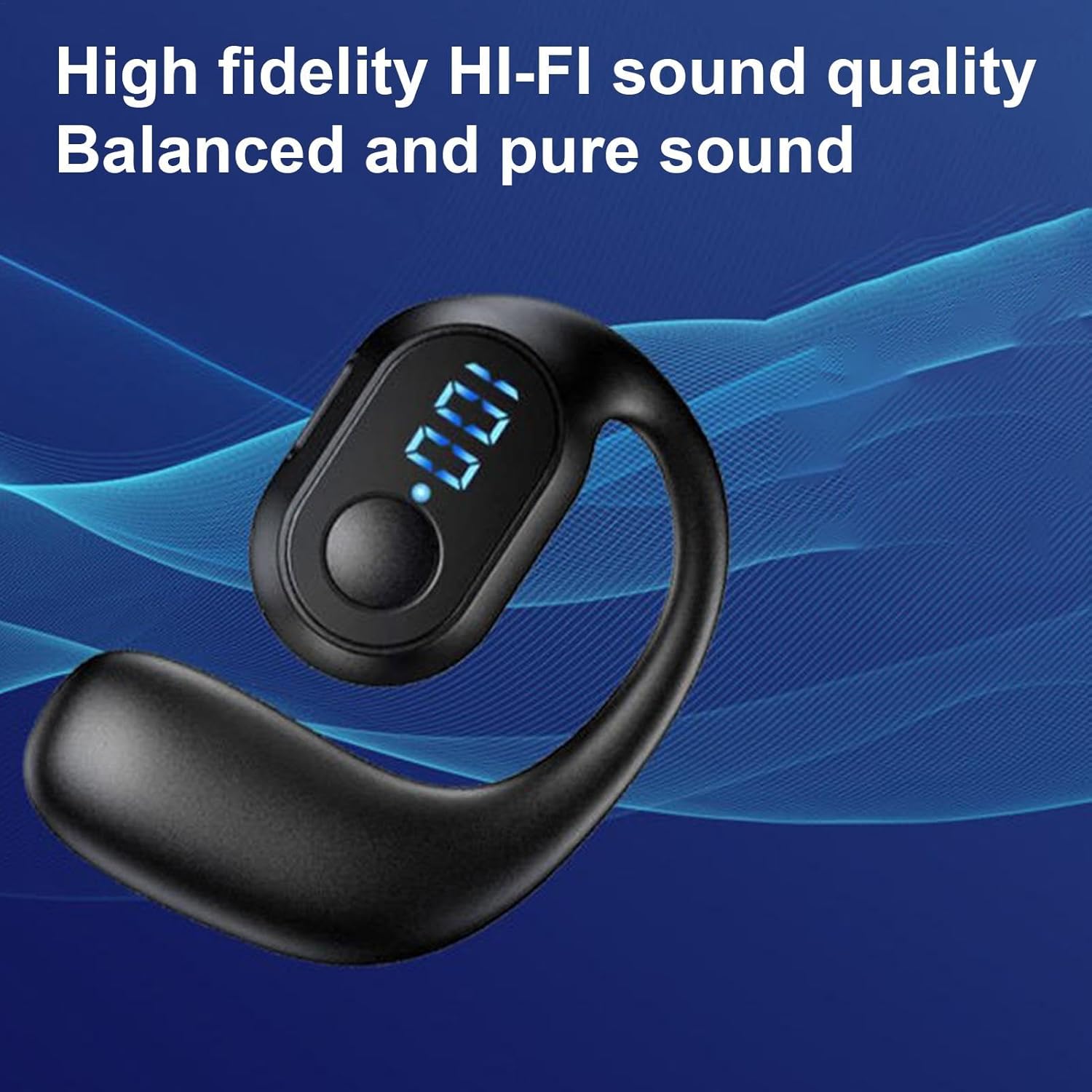 Bluetooth Headset,Wireless Bluetooth Earpiece,V5.4 Wireless Handsfree Headset with Microphone,Noise Canceling Single Ear Earphone Over Ear Earbud for Cellphones TV PC Game Work Driving