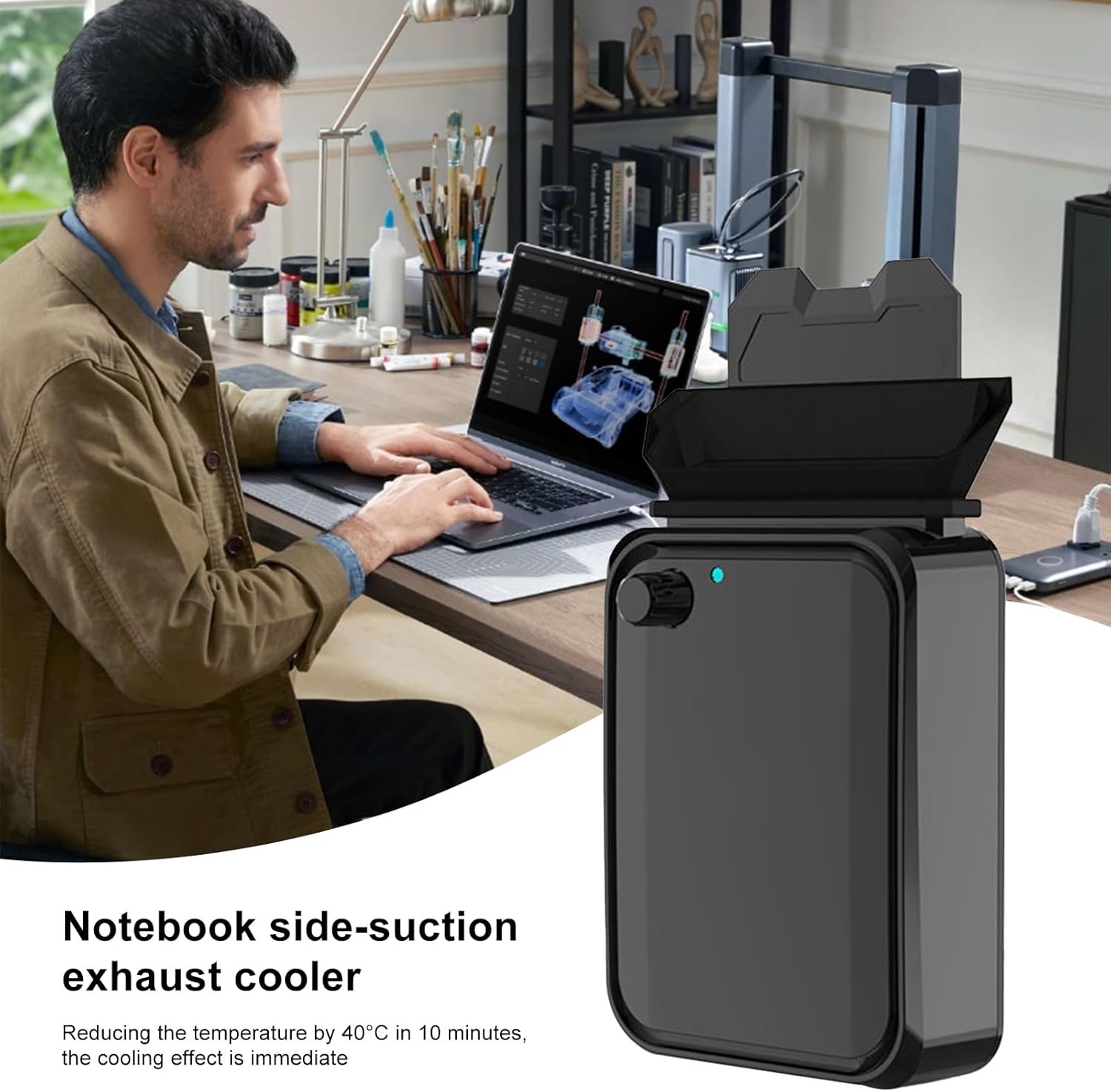 【Clearance Sale】Laptop Cooler With Vacuum Fan | Innovative Design for Rapid Cooling | 1800-4200 RPM | Compatible with Laptop Cooling Pads