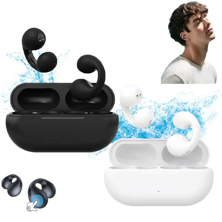 Wireless Ear Clip Bone Conduction Headphones,  Open Ear Earbuds Wireless Bluetooth Earbuds, IPX3 Waterproof Ear Hook Bluetooth Headphones After Shock Bone Air Conduction Headphones