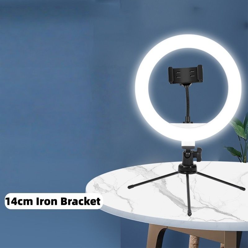 【Clearance Sale】10'' Ring Light USB Switch Phone Holder 1/4 Screw Joint With 14cm Tripod Stand for Photography LED Circle Lamp Ringlight Video Live Streaming Fill Lights Camera Webcam