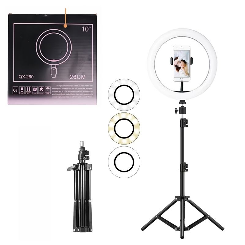 【Clearance Sale】10'' Ring Light USB Switch Phone Holder 1/4 Screw Joint With 14cm Tripod Stand for Photography LED Circle Lamp Ringlight Video Live Streaming Fill Lights Camera Webcam