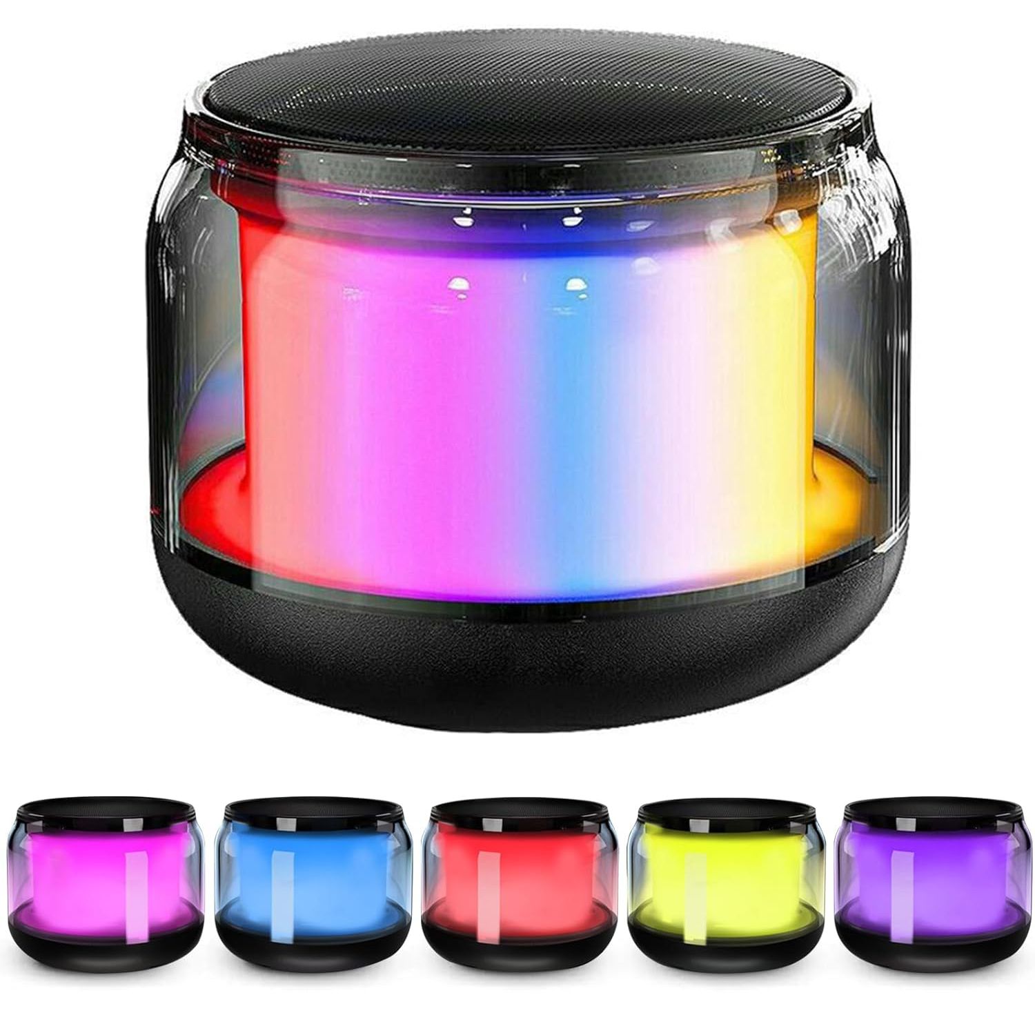 Bluetooth Mini Transparent Colorful Wireless Speaker Portable Speaker Bluetooth Wireless V5.0 with Stereo Effect Active Subwoofer for Home Party Outdoor Beach Gift for Men Women