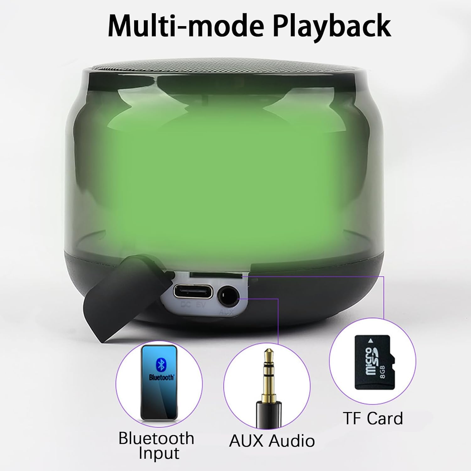 Bluetooth Mini Transparent Colorful Wireless Speaker Portable Speaker Bluetooth Wireless V5.0 with Stereo Effect Active Subwoofer for Home Party Outdoor Beach Gift for Men Women