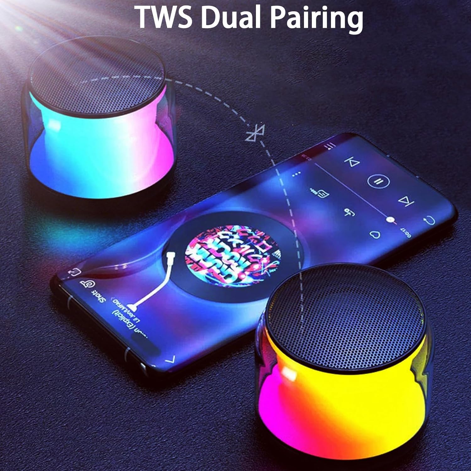 Bluetooth Mini Transparent Colorful Wireless Speaker Portable Speaker Bluetooth Wireless V5.0 with Stereo Effect Active Subwoofer for Home Party Outdoor Beach Gift for Men Women