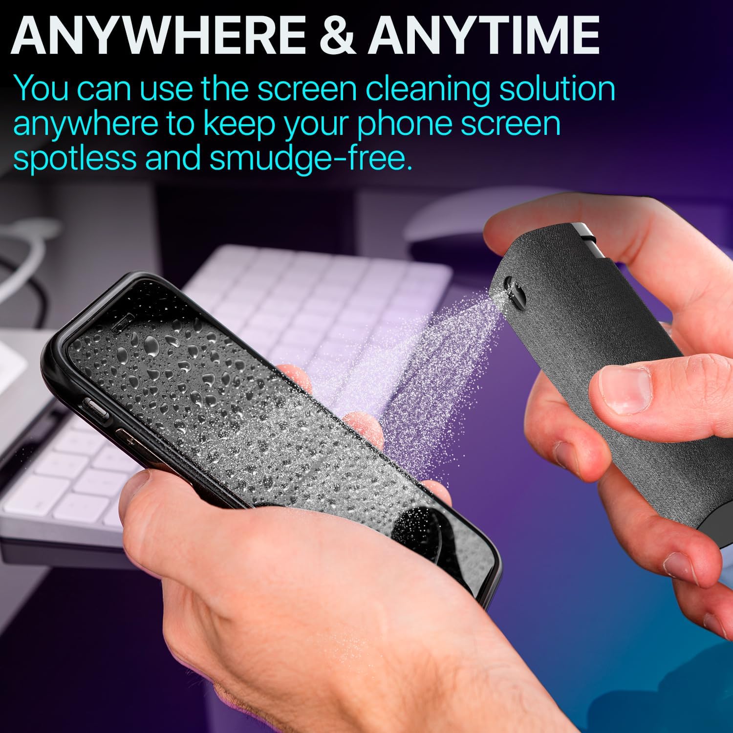 【Clearance Sale】Mini Screen Cleaner Spray – Finger Proof Screen Cleaner for Smartphones, iPads, MacBooks, Laptops, Car Screens, Touchscreens – 3 in1 Mist Cleaner, Microfiber Cloth and Protective Cover