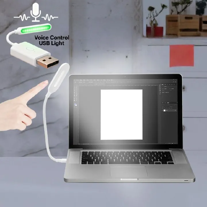 Smart Voice Control USB Light with Flexible Neck Intelligent LED Night Lamp USB Lamp for Home