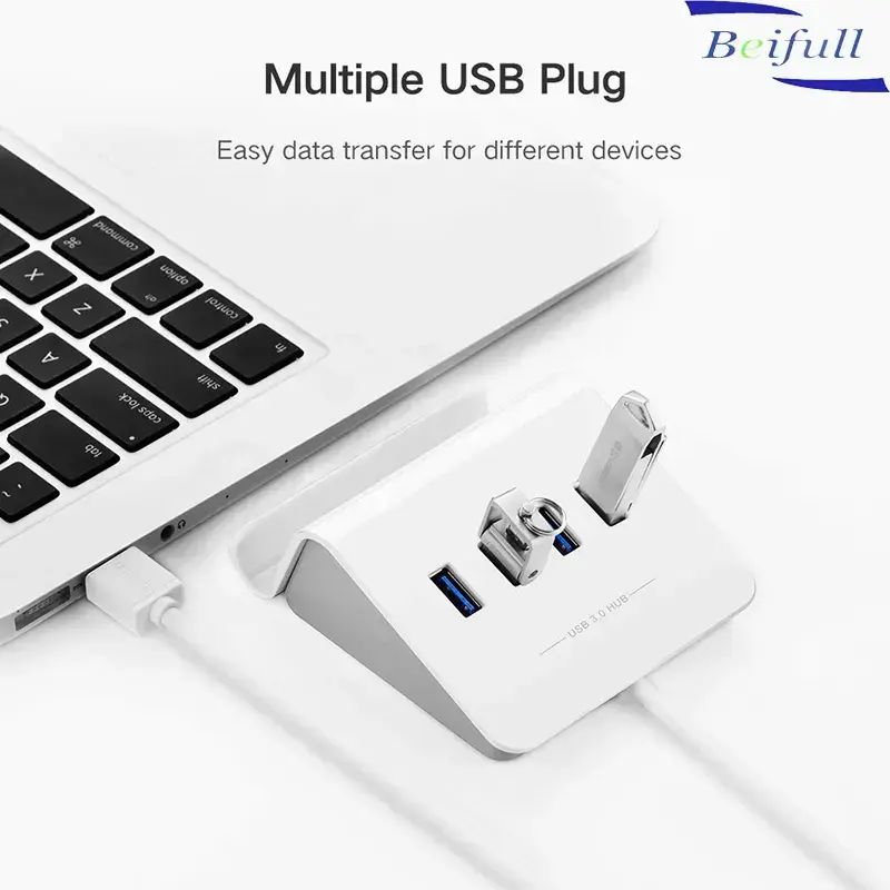 【Clearance Sale】4 Port USB Data Hub and Phone Holder, Connect Multiple Devices at Once, Portable USB Adapter Compatible With Most Laptops & Computers, Type-C Connector