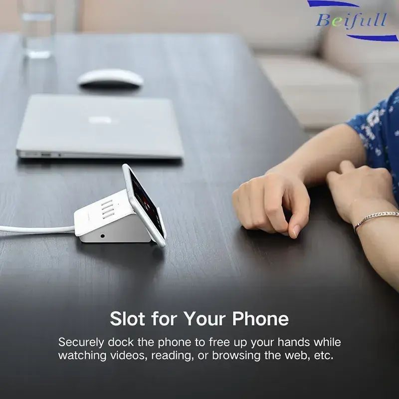 【Clearance Sale】4 Port USB Data Hub and Phone Holder, Connect Multiple Devices at Once, Portable USB Adapter Compatible With Most Laptops & Computers, Type-C Connector