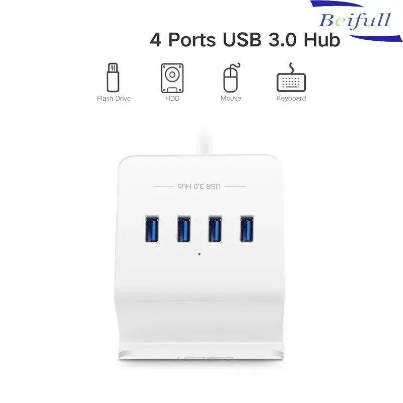 【Clearance Sale】4 Port USB Data Hub and Phone Holder, Connect Multiple Devices at Once, Portable USB Adapter Compatible With Most Laptops & Computers, Type-C Connector