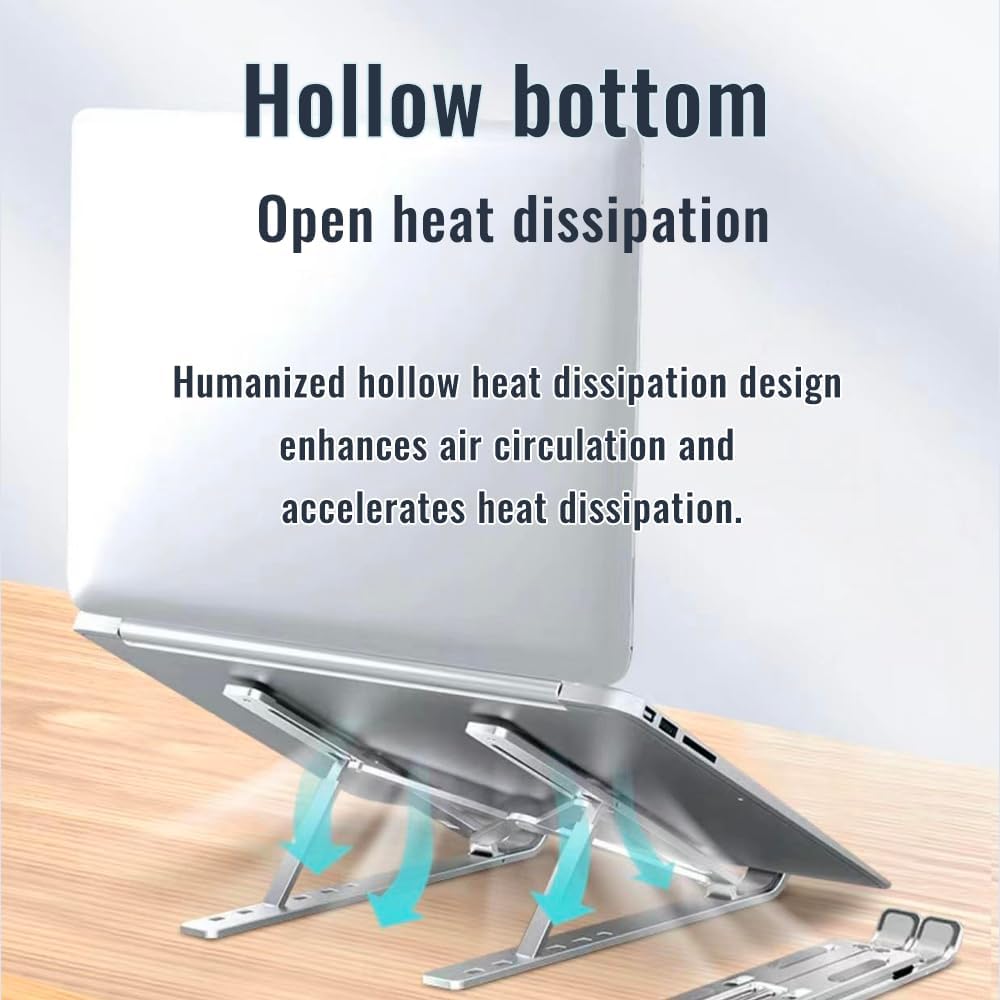 Laptop Stand, Laptop Holder Riser Computer Tablet Stand, 7 Angles Adjustable Aluminum Ergonomic Foldable Portable Desktop Holder Compatible with MacBook,iPad, HP, Dell, Lenovo,Silver