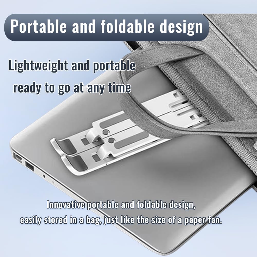 Laptop Stand, Laptop Holder Riser Computer Tablet Stand, 7 Angles Adjustable Aluminum Ergonomic Foldable Portable Desktop Holder Compatible with MacBook,iPad, HP, Dell, Lenovo,Silver