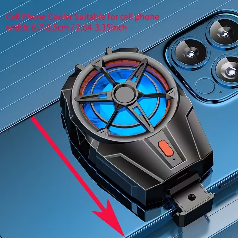 Phone Cooler for Gaming, Universal Phone Cooling Fan with 3 Cooling Modes, Mobile Phone Radiator Case for iPhone Android Smartphones from 4.5 to 7in, Cell Phone Cooler for Live Streaming