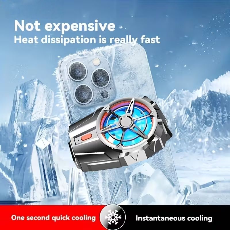 Phone Cooler for Gaming, Universal Phone Cooling Fan with 3 Cooling Modes, Mobile Phone Radiator Case for iPhone Android Smartphones from 4.5 to 7in, Cell Phone Cooler for Live Streaming