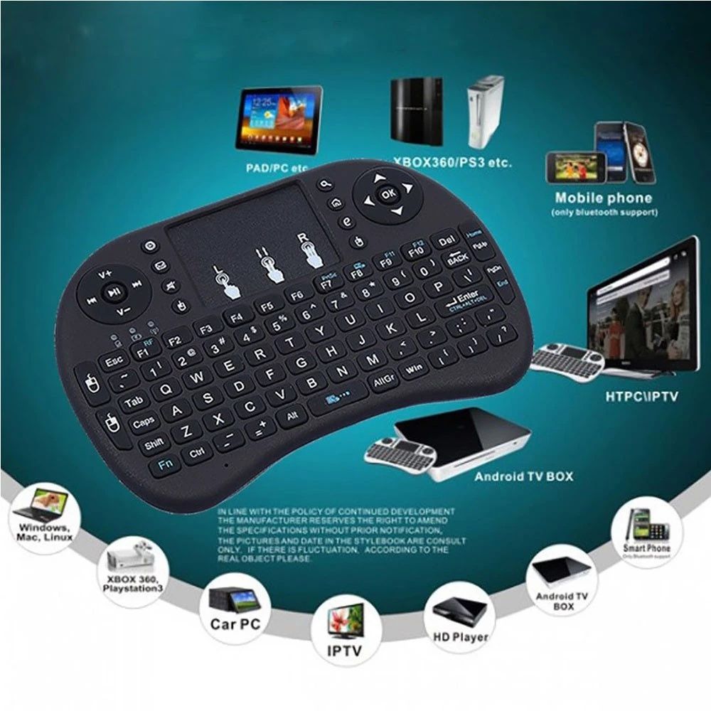 2.4G Mini Wireless Keyboard with Touchpad Mouse, Upgraded Multi BRG Backlight Memory, Portable Wireless Keyboard with USB Receiver Remote Control for Android Smart TV Box Pad Windows Mac