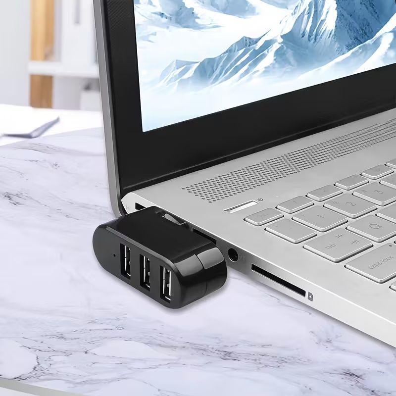 【Clearance Sale】USB Port Splitter, USB 3 Port Compact Portable Rotatable HUB, USB Hub Dock [90°/180° Degree Rotatable] for PC Laptop Notebook and More - Black
