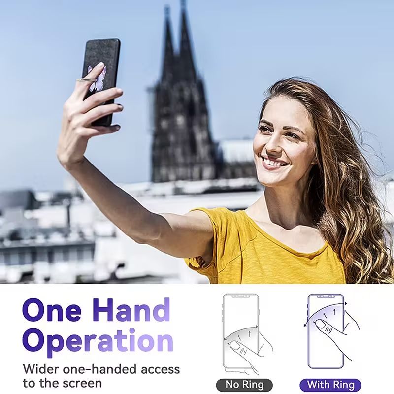 【Clearance Sale】360° Rotation Metal Finger Stand Cute Butterfly Patterned Phone Ring Stand Holder with Knob Loop for Secure Grip