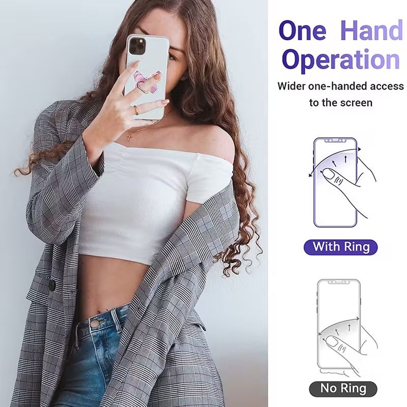 【Clearance Sale】360° Rotation Metal Finger Stand Cute Butterfly Patterned Phone Ring Stand Holder with Knob Loop for Secure Grip