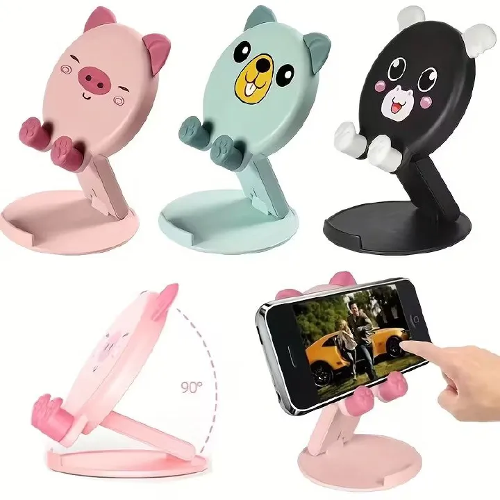 Adorable Pig&Panda Phone Desktop Stand,Cute Cartoon Phone & Tablet Stand - Adjustable, Universally Compatible, Multifunctional Desktop Holder for Seamless Browsing and Viewing Experience