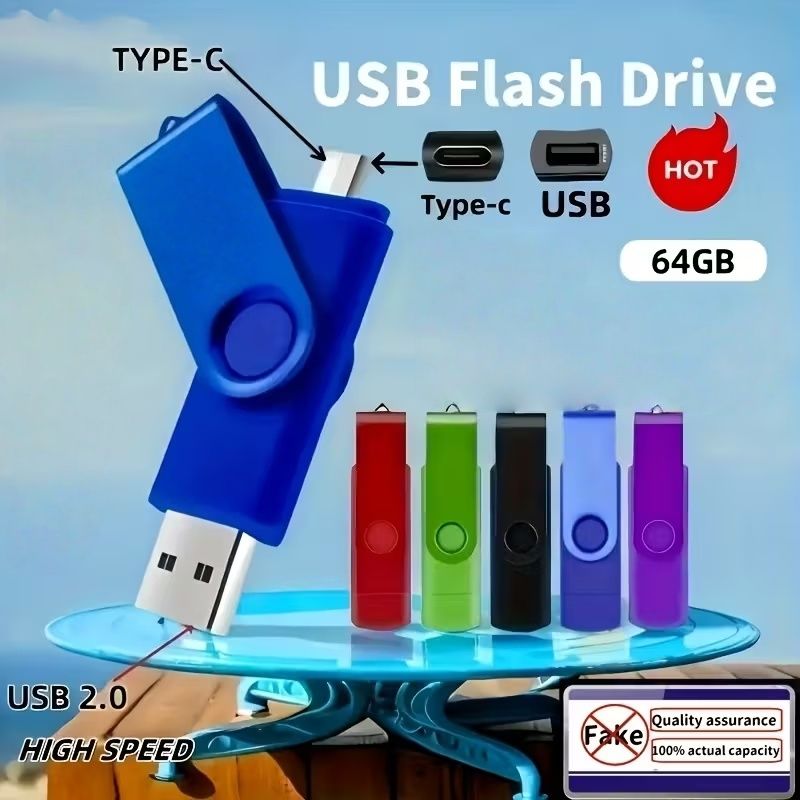【Clearance Sale】[High Speed USB C Flash Drive] High Speed Dual OTG USB C Flash Drive 64GB 2-in-1 USB + Type C Thumb Drive for Samsung, Huawei, MacBook, Chromebook Pixel etc