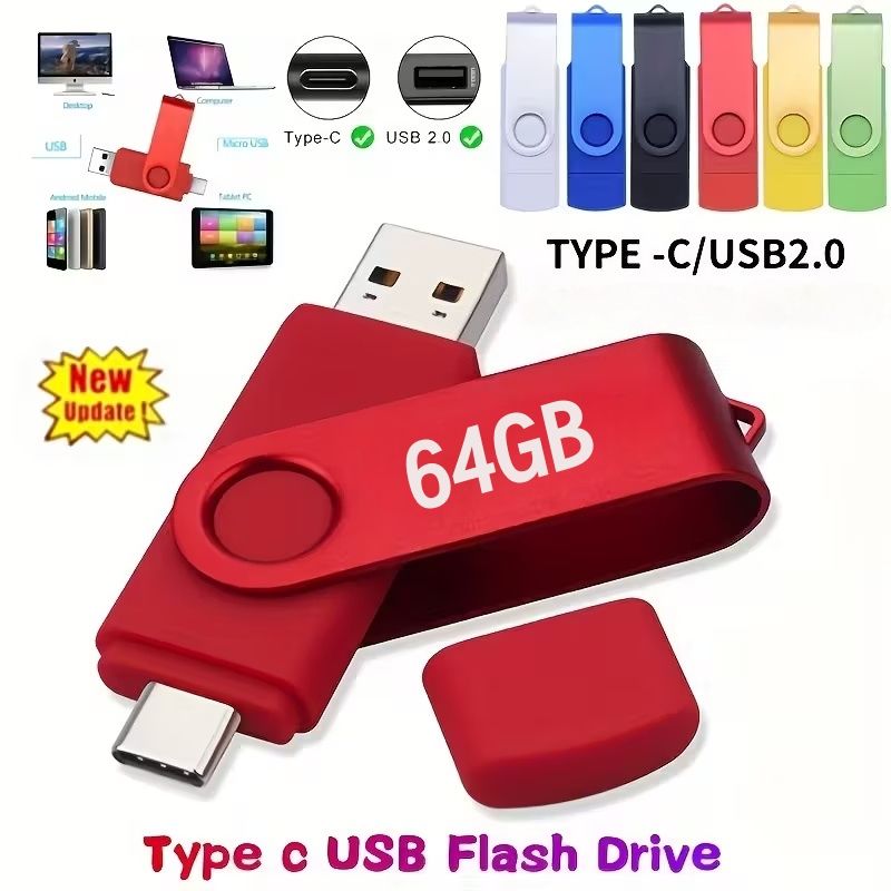 【Clearance Sale】[High Speed USB C Flash Drive] High Speed Dual OTG USB C Flash Drive 64GB 2-in-1 USB + Type C Thumb Drive for Samsung, Huawei, MacBook, Chromebook Pixel etc