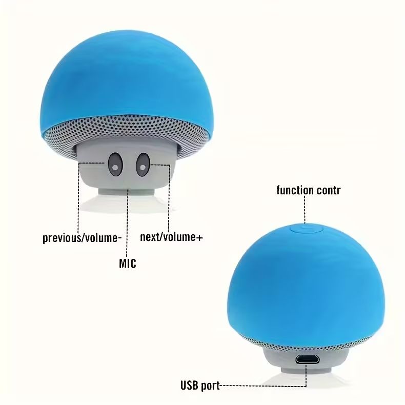 【Clearance Sale】1pc Cute Little Mushroom Head Portable Wireless Speaker, Can Be Used As A Mobile Phone Stand, Small And Delicate And Fall-Proof, Suction Cup Suction, Mini Cartoon Mushroom Head Speaker